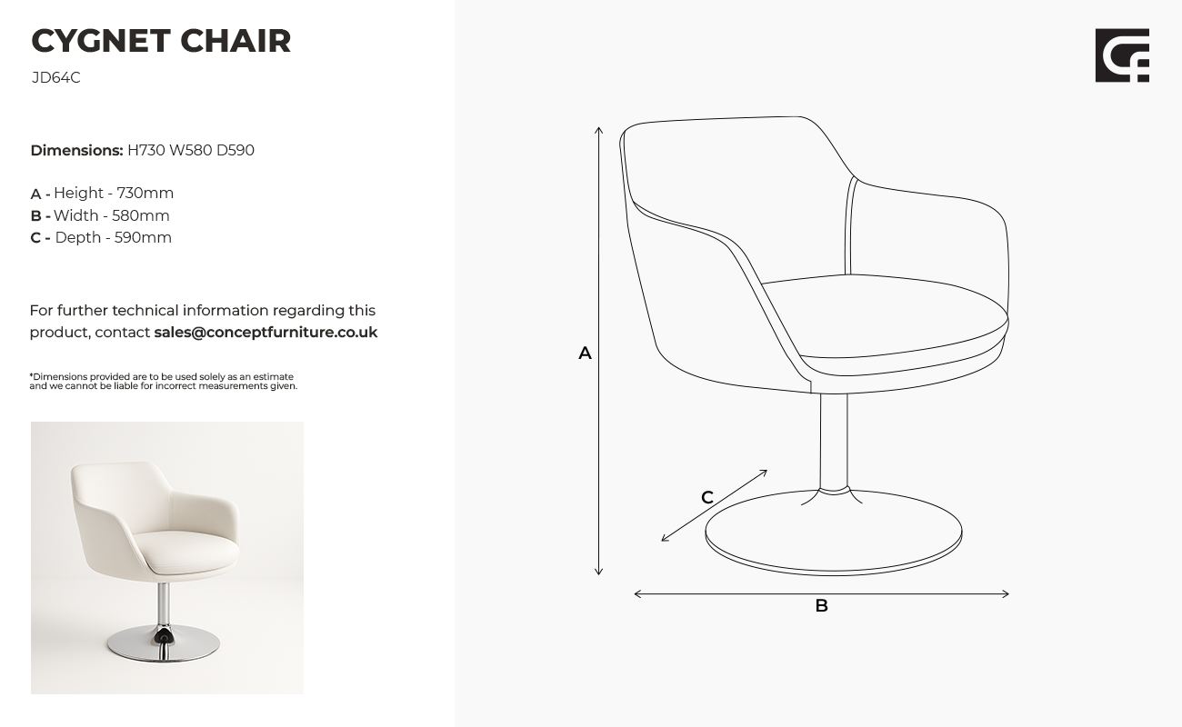 Cygnet Chair – Sleigh Base - Concept Furniture Hire